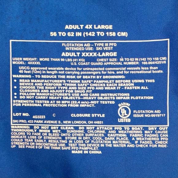 HO Sports Ski Vest Life Jacket Adult XXXXL (4XL) - Picture 12 of 12